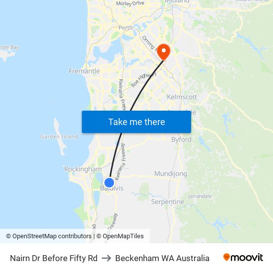 Nairn Dr Before Fifty Rd to Beckenham WA Australia map
