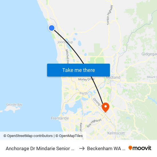 Anchorage Dr Nth Mindarie Senior College Stand 2 to Beckenham WA Australia map