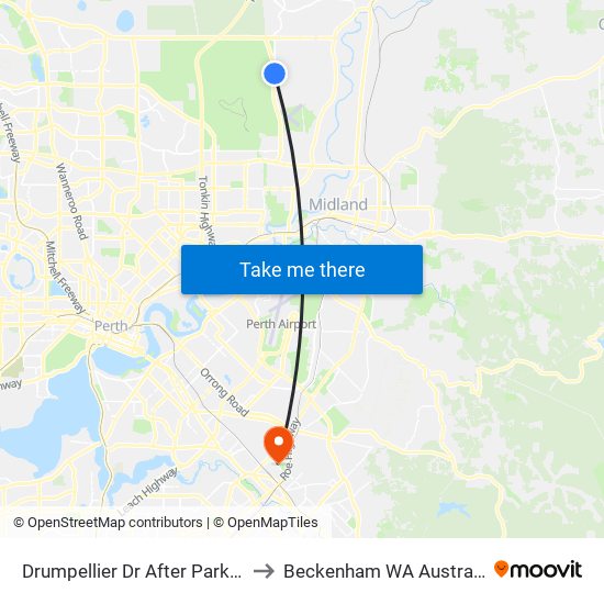 Drumpellier Dr After Park St to Beckenham WA Australia map