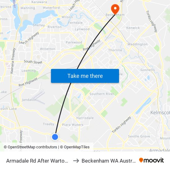 Armadale Rd After Warton Rd to Beckenham WA Australia map