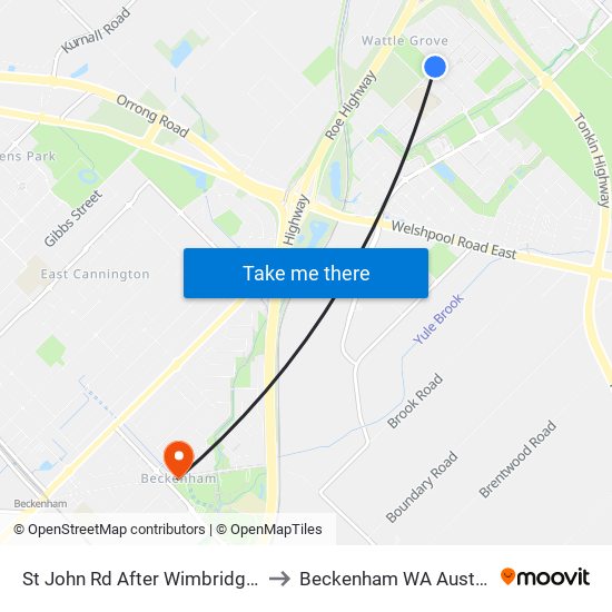 St John Rd After Wimbridge Rd to Beckenham WA Australia map