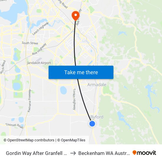 Gordin Way After Granfell Way to Beckenham WA Australia map