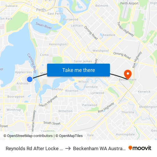 Reynolds Rd After Locke St to Beckenham WA Australia map