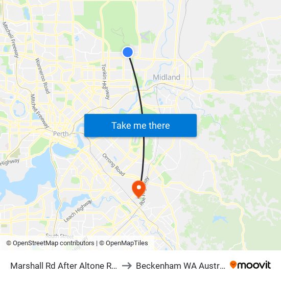 Marshall Rd After Altone Road to Beckenham WA Australia map