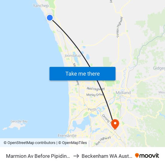 Marmion Av Before Pipidinny Rd to Beckenham WA Australia map