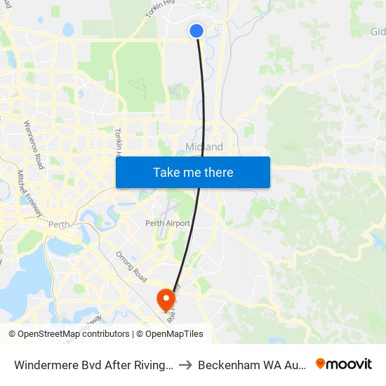 Windermere Bvd After Rivington Ent to Beckenham WA Australia map