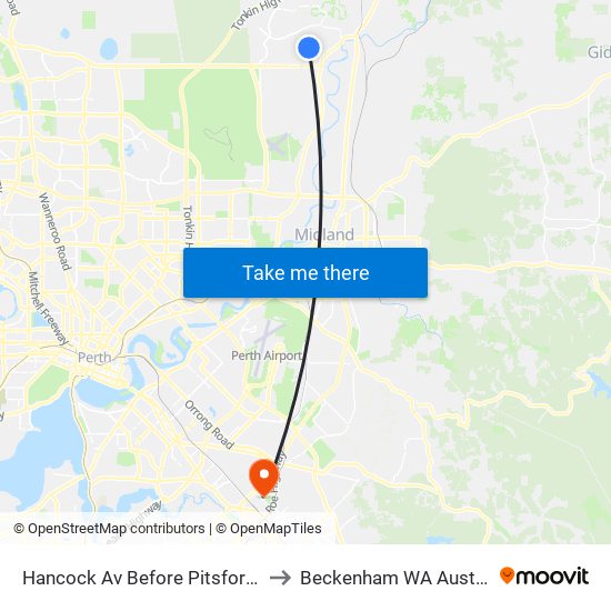 Hancock Av Before Pitsford CH to Beckenham WA Australia map