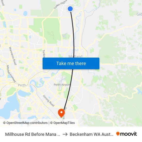 Millhouse Rd Before Mana Lane to Beckenham WA Australia map