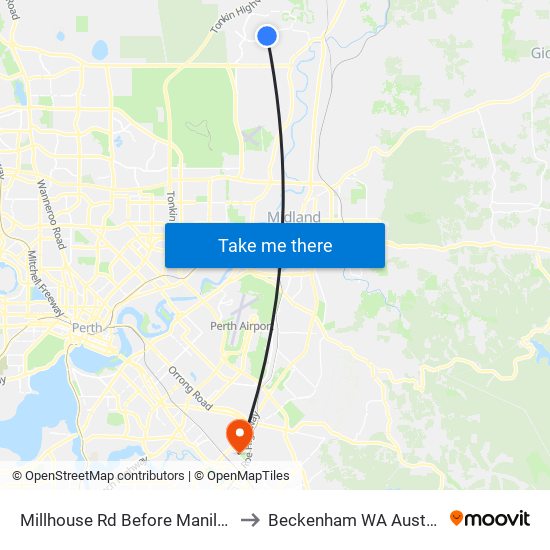 Millhouse Rd Before Manila Wy to Beckenham WA Australia map