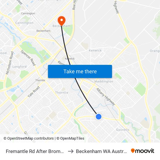 Fremantle Rd After Brome St to Beckenham WA Australia map