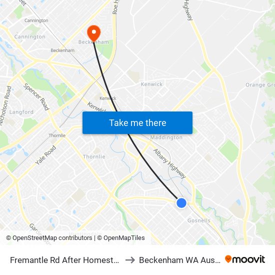 Fremantle Rd After Homestead Rd to Beckenham WA Australia map