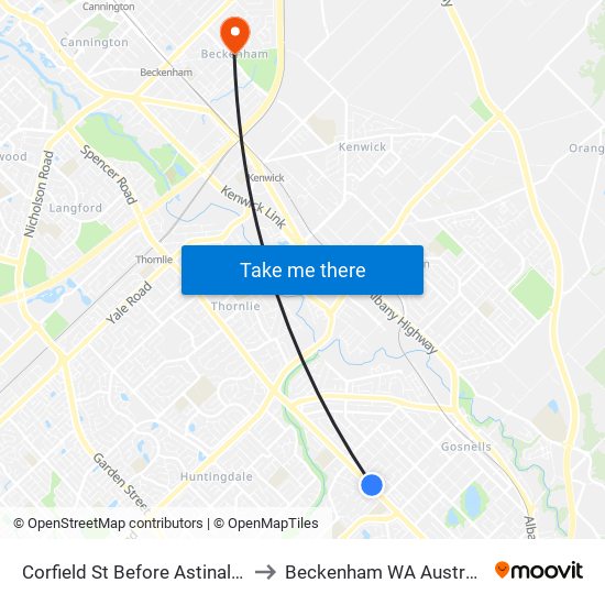 Corfield St Before Astinal Dr to Beckenham WA Australia map