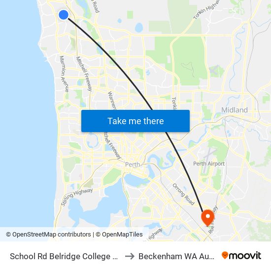 School Rd Belridge College Stand 3 to Beckenham WA Australia map