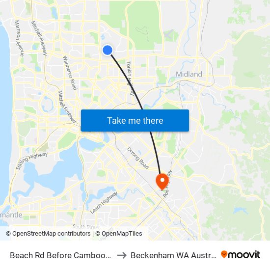 Beach Rd Before Camboon Rd to Beckenham WA Australia map