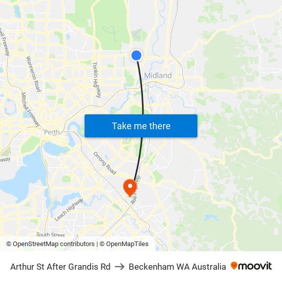 Arthur St After Grandis Rd to Beckenham WA Australia map