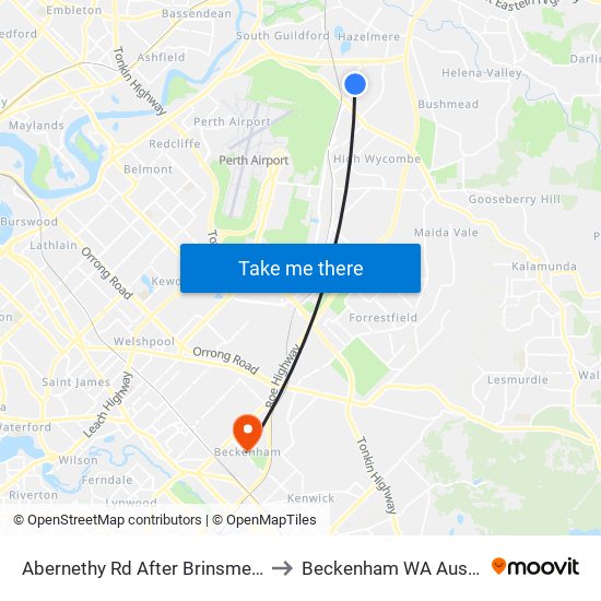 Abernethy Rd After Brinsmead Rd to Beckenham WA Australia map