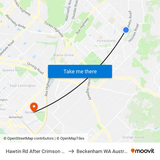 Hawtin Rd After Crimson Bvd to Beckenham WA Australia map