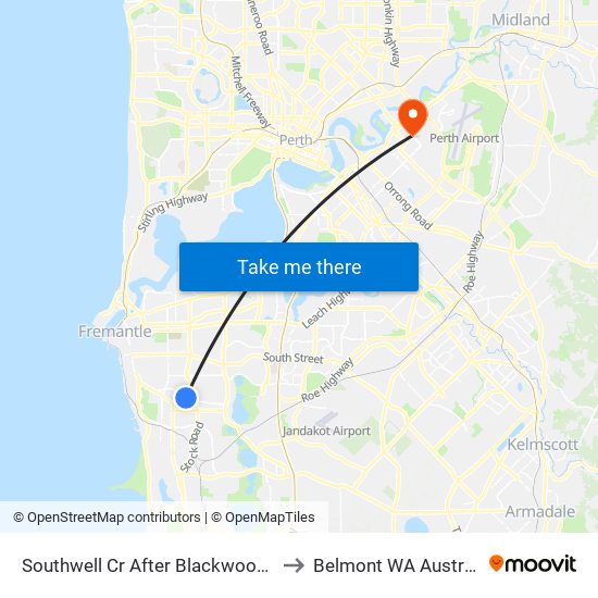 Southwell Cr After Blackwood Av to Belmont WA Australia map