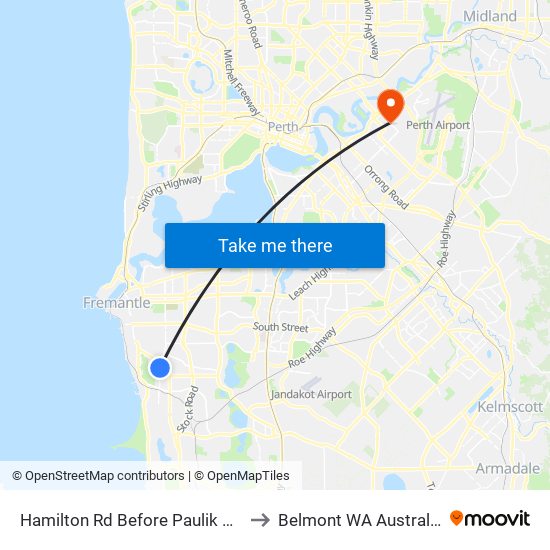 Hamilton Rd Before Paulik Wy to Belmont WA Australia map