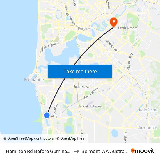 Hamilton Rd Before Gumina Pl to Belmont WA Australia map