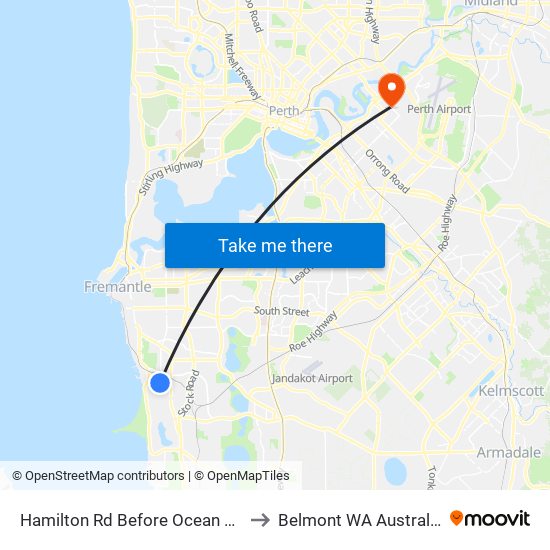 Hamilton Rd Before Ocean Rd to Belmont WA Australia map