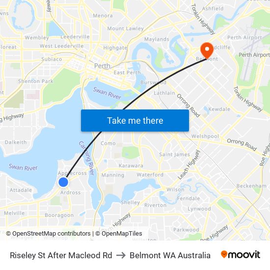 Riseley St After Macleod Rd to Belmont WA Australia map