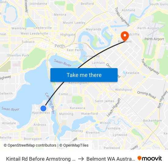 Kintail Rd Before Armstrong Rd to Belmont WA Australia map