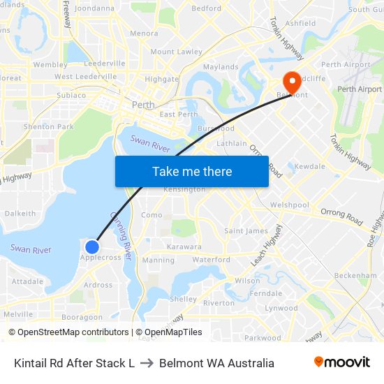 Kintail Rd After Stack L to Belmont WA Australia map