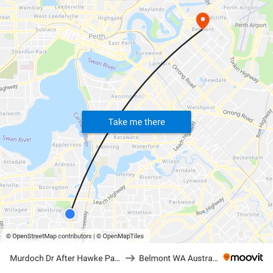 Murdoch Dr After Hawke Pass to Belmont WA Australia map