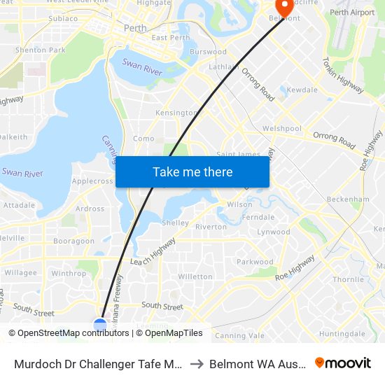 Murdoch Dr Challenger Tafe Murdoch to Belmont WA Australia map