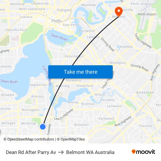 Dean Rd After Parry Av to Belmont WA Australia map