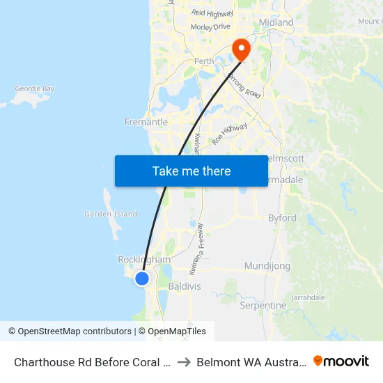 Charthouse Rd Before Coral Rd to Belmont WA Australia map