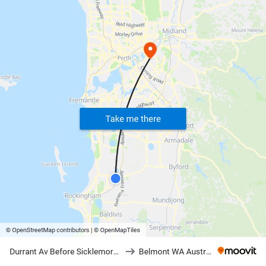 Durrant Av Before Sicklemore Rd to Belmont WA Australia map