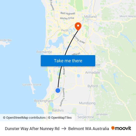 Dunster Way After Nunney Rd to Belmont WA Australia map