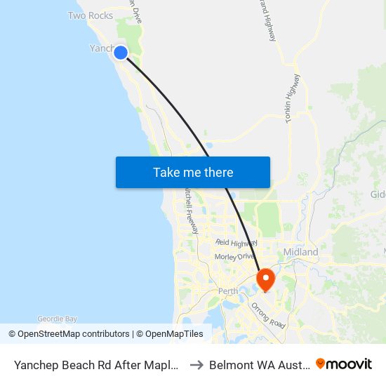 Yanchep Beach Rd After Mapleton Dr to Belmont WA Australia map