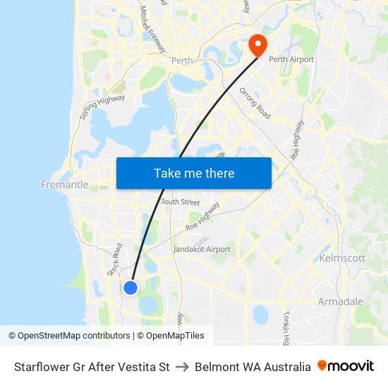 Starflower Gr After Vestita St to Belmont WA Australia map