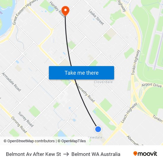 Belmont Av After Kew St to Belmont WA Australia map