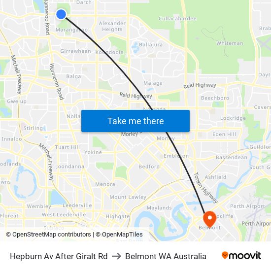 Hepburn Av After Giralt Rd to Belmont WA Australia map