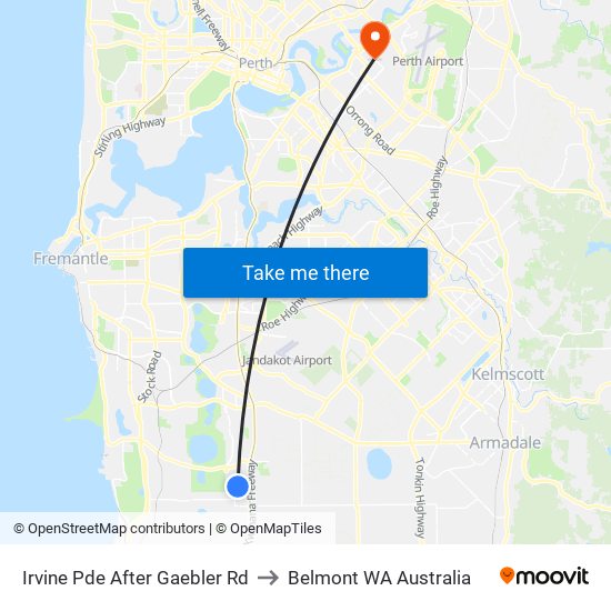 Irvine Pde After Gaebler Rd to Belmont WA Australia map