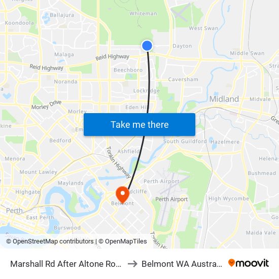 Marshall Rd After Altone Road to Belmont WA Australia map