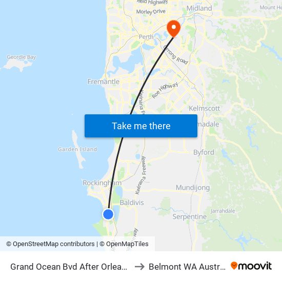 Grand Ocean Bvd After Orleans Dr to Belmont WA Australia map