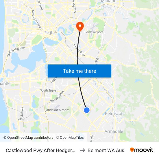 Castlewood Pwy After Hedgerow Gdns to Belmont WA Australia map