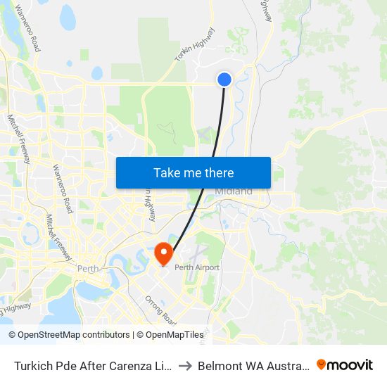 Turkich Pde After Carenza Link to Belmont WA Australia map