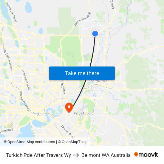 Turkich Pde After Travers Wy to Belmont WA Australia map