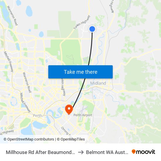Millhouse Rd After Beaumonde Gra to Belmont WA Australia map