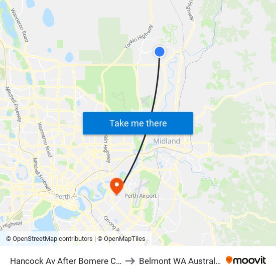 Hancock Av After Bomere CH to Belmont WA Australia map