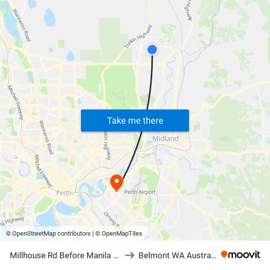 Millhouse Rd Before Manila Wy to Belmont WA Australia map