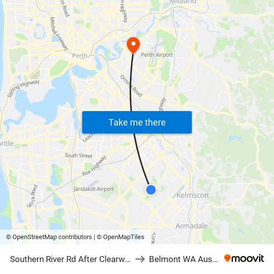 Southern River Rd After Clearwater Dr to Belmont WA Australia map