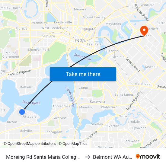 Moreing Rd Santa Maria College Stamd 1 to Belmont WA Australia map