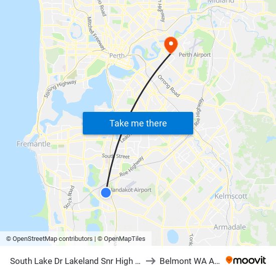 South Lake Dr Lakeland Snr High Sch - Stand 3 to Belmont WA Australia map